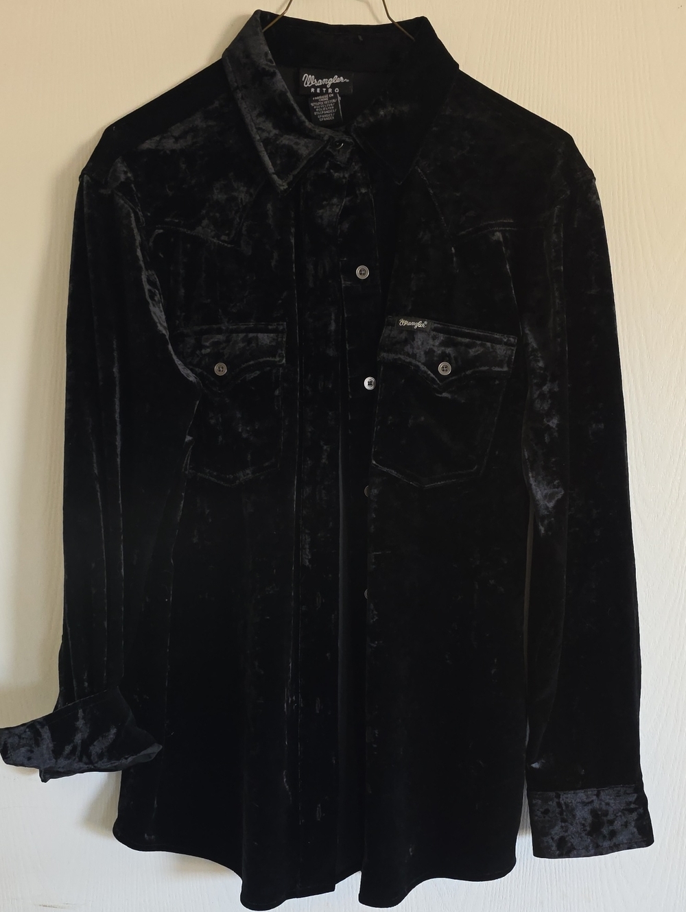 Wrangler Retro Black Velvet Button-Up Shirt